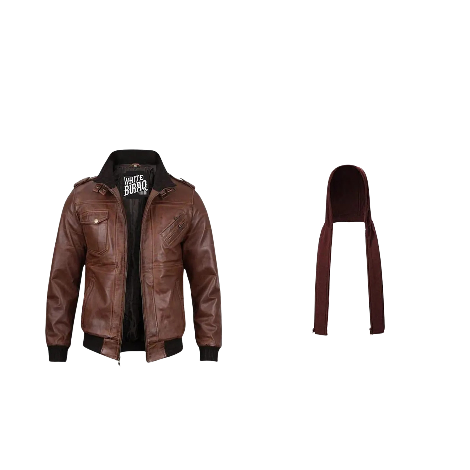 Close-up of a brown leather jacket