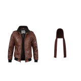 Close-up of a brown leather jacket