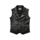 Black Motorcycle Biker Vest
