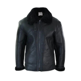 Black leather jacket with fur collar