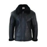 Black leather jacket with fur collar