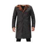 Dark gray coat with brown fur collar