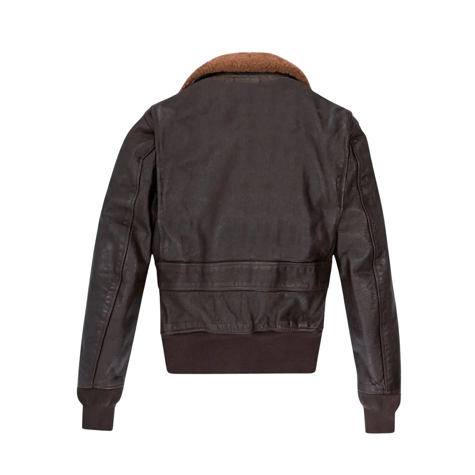 Brown leather jacket with brown fur lining