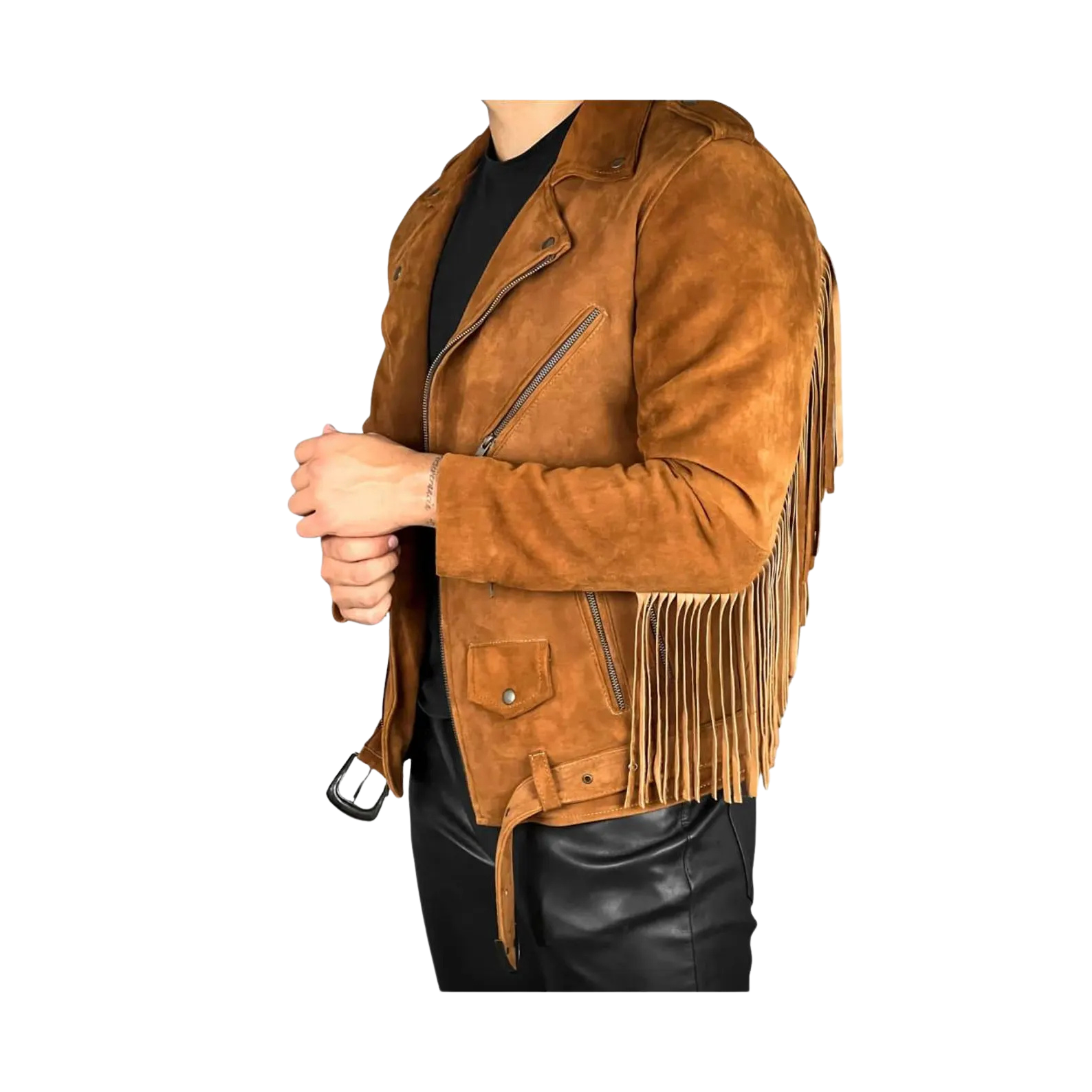 Brown suede jacket with fringes