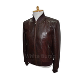 Brown leather jacket on a mannequin