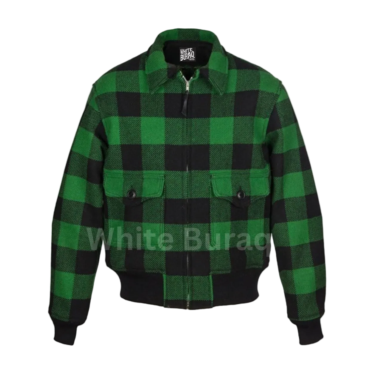 Green and black checkered jacket