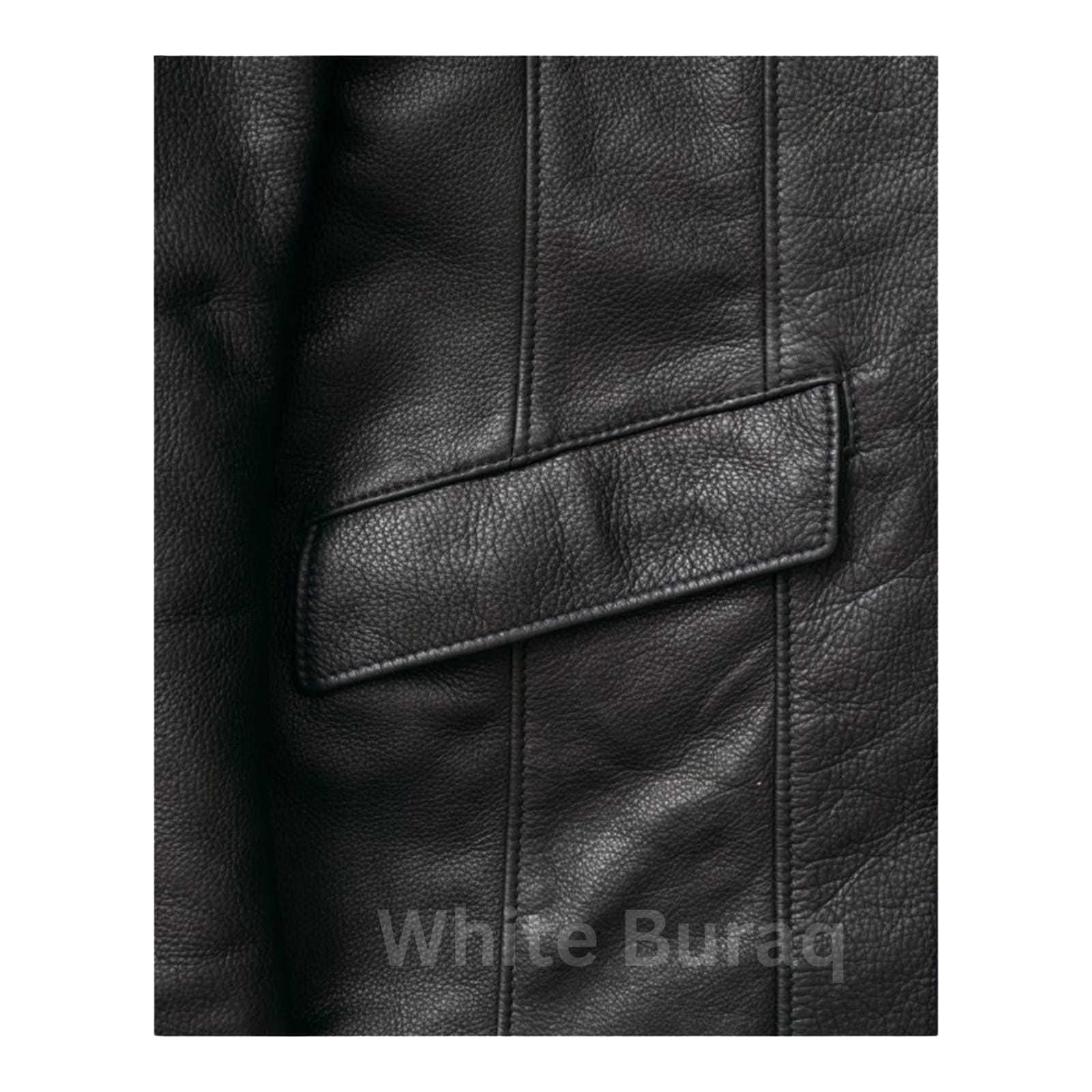 Close-up of a black leather jacket