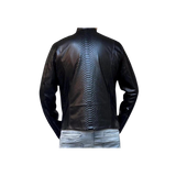 Black leather jacket with snake skin pattern