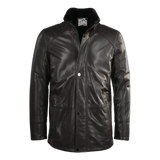 Black leather jacket with fur lining