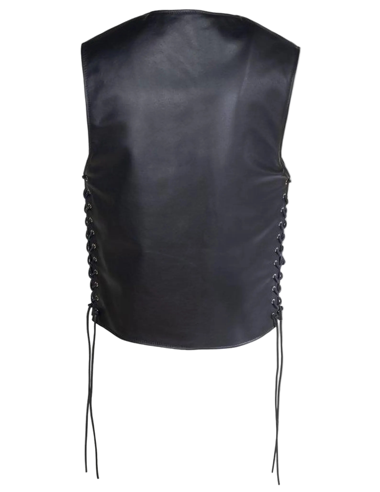 Black leather vest with lace-up front