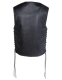 Black leather vest with lace-up front