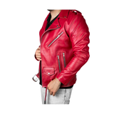 Red leather jacket with zippers