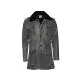 Gray coat with black collar