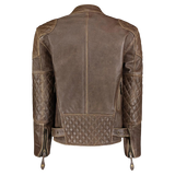 Brown leather jacket with quilted patterns