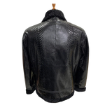 Black leather jacket with snake skin