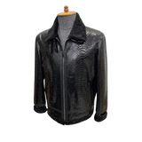 Black textured leather jacket on a mannequin