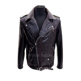 Black leather jacket on a mannequin