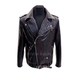 Black leather jacket on a mannequin