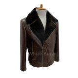 Brown leather jacket on a mannequin