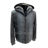 Gray snake print jacket on a mannequin