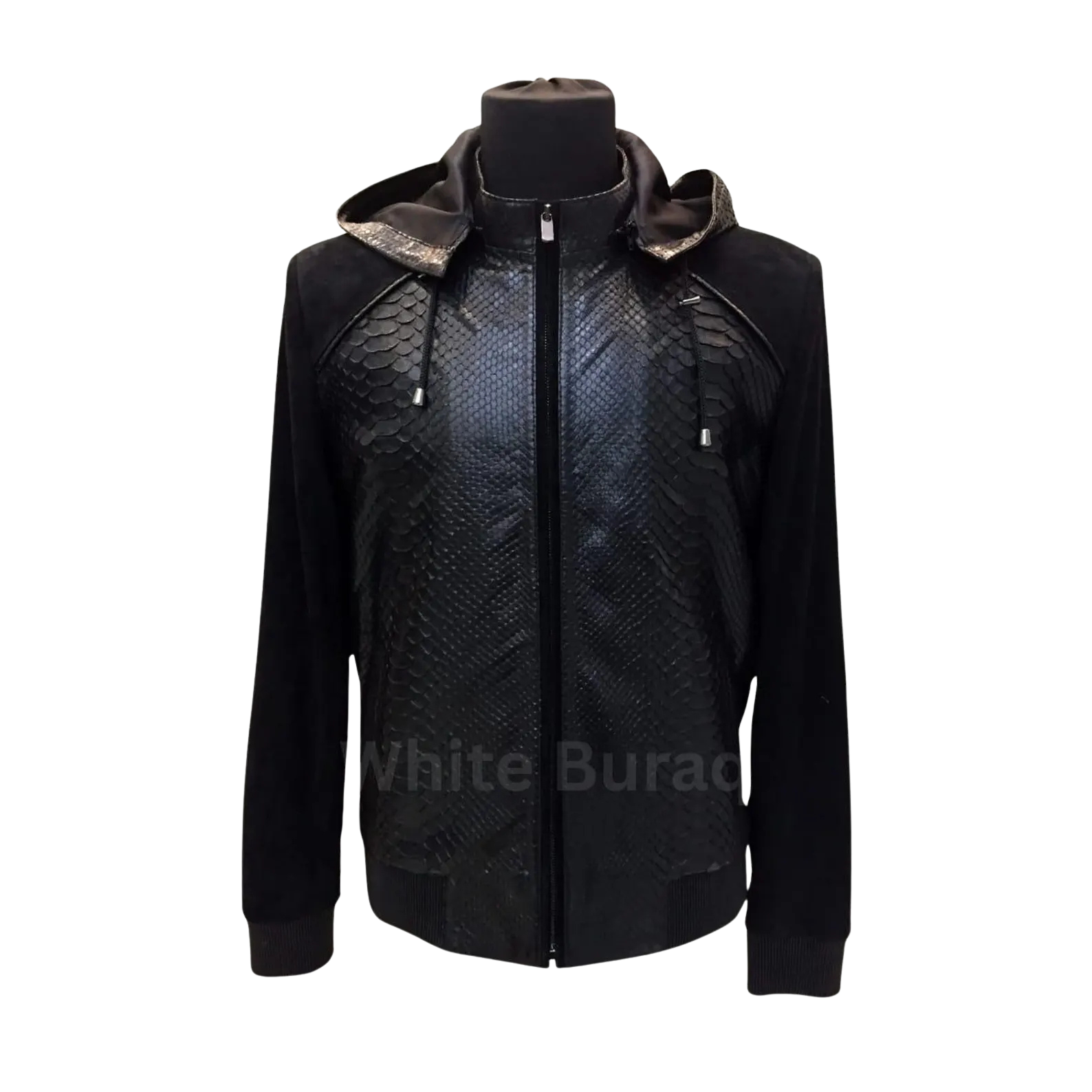 Black textured jacket on a mannequin