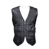 Black crocodile pattern vest on a mannequin