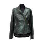 Women’s Green Python Leather Jacket