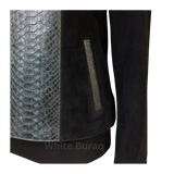 Women's Python Leather Jacket Exotic Suede Biker Jacket