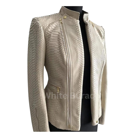 Beige textured jacket on a mannequin