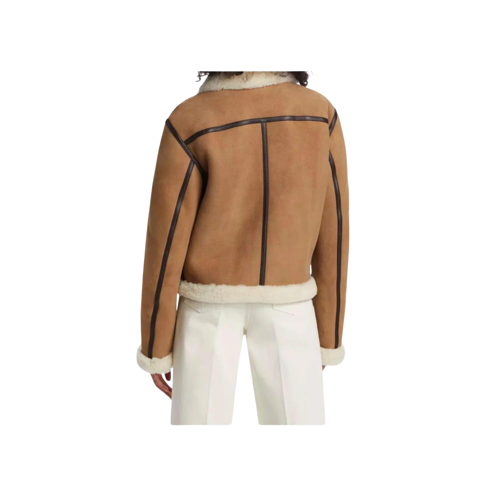 Brown jacket with black accents worn by a person