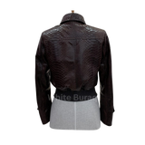 Women’s Brown Python Leather Bomber Jacket