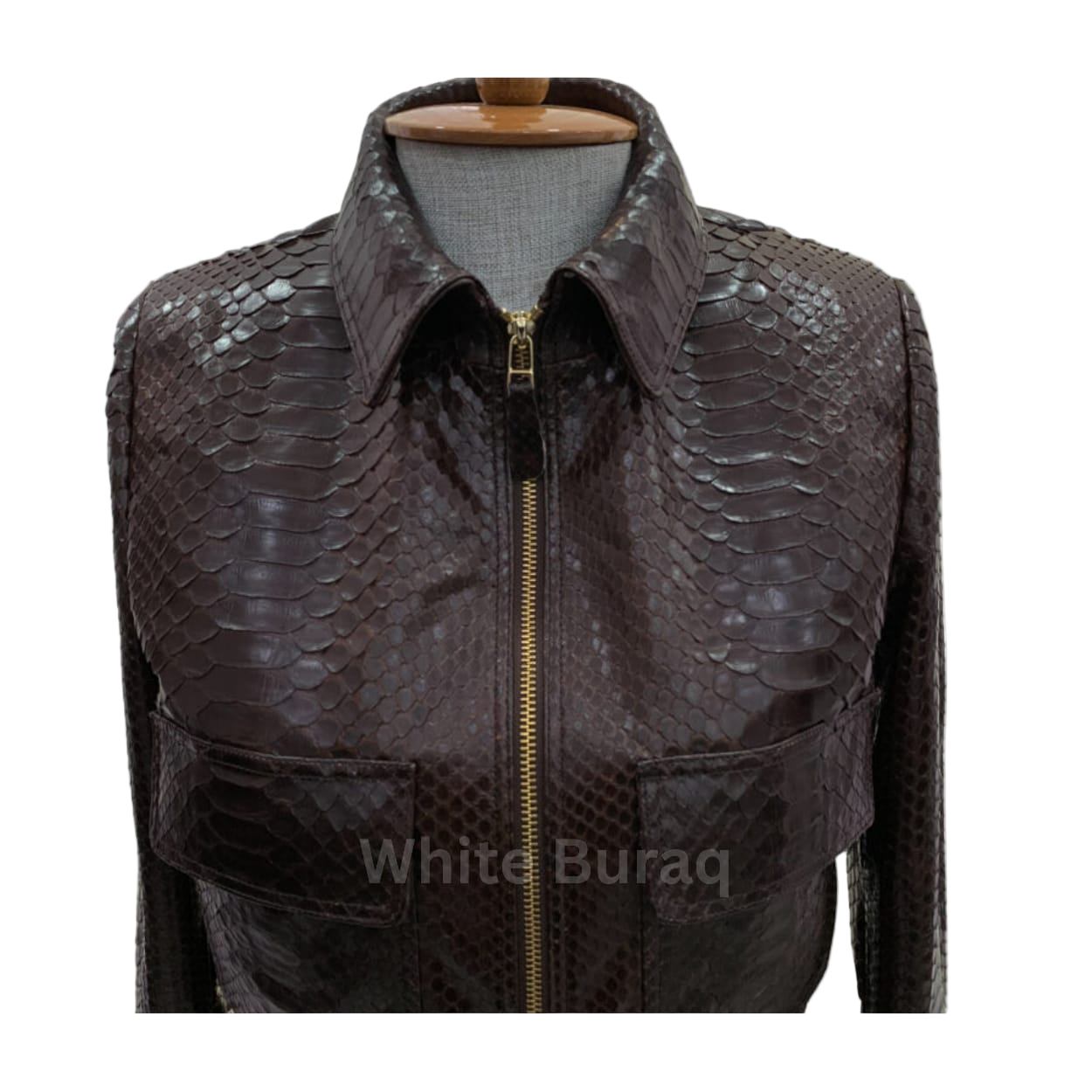 Brown leather vest with snake skin pattern