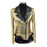 Gold and black leather jacket