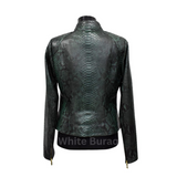 Women’s Green Python Leather Jacket