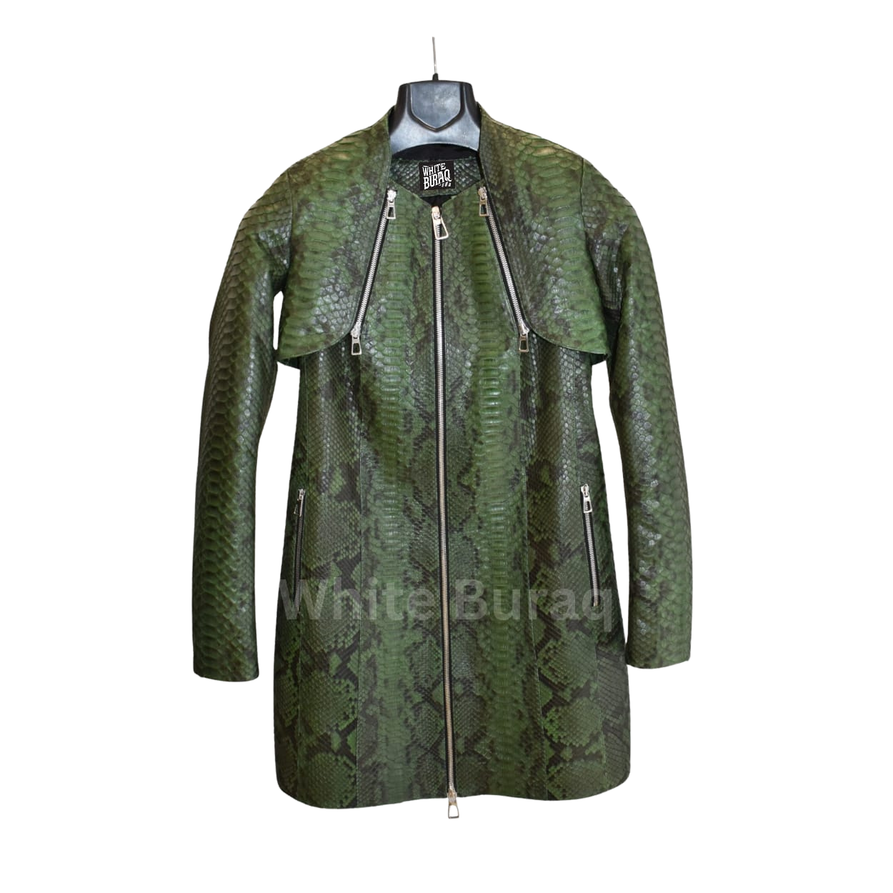 Green snake print coat