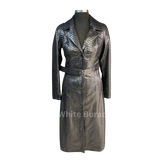 black metallic trench coat