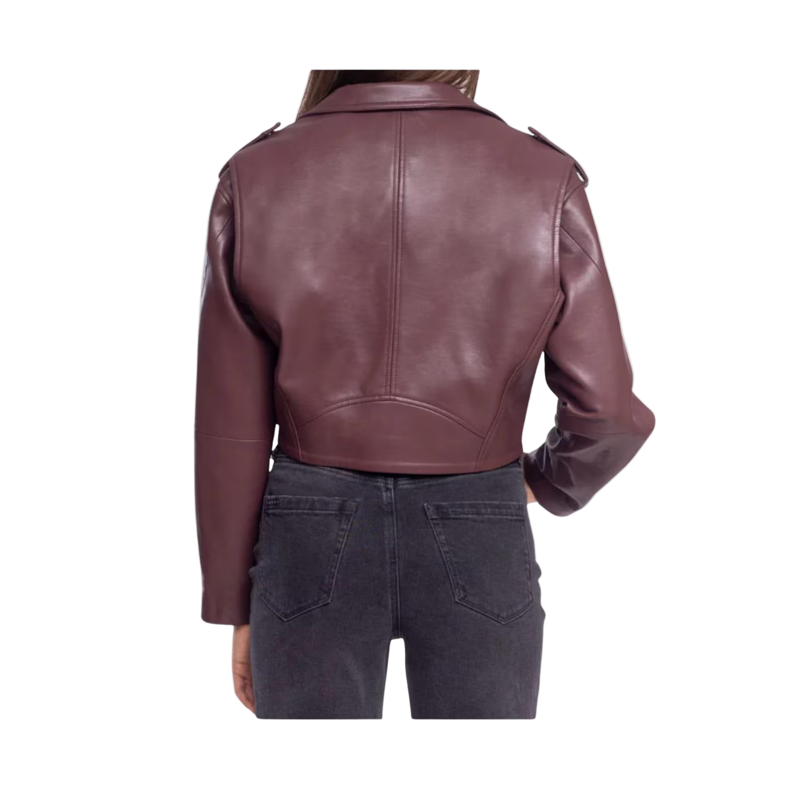 Brown leather jacket worn by a person