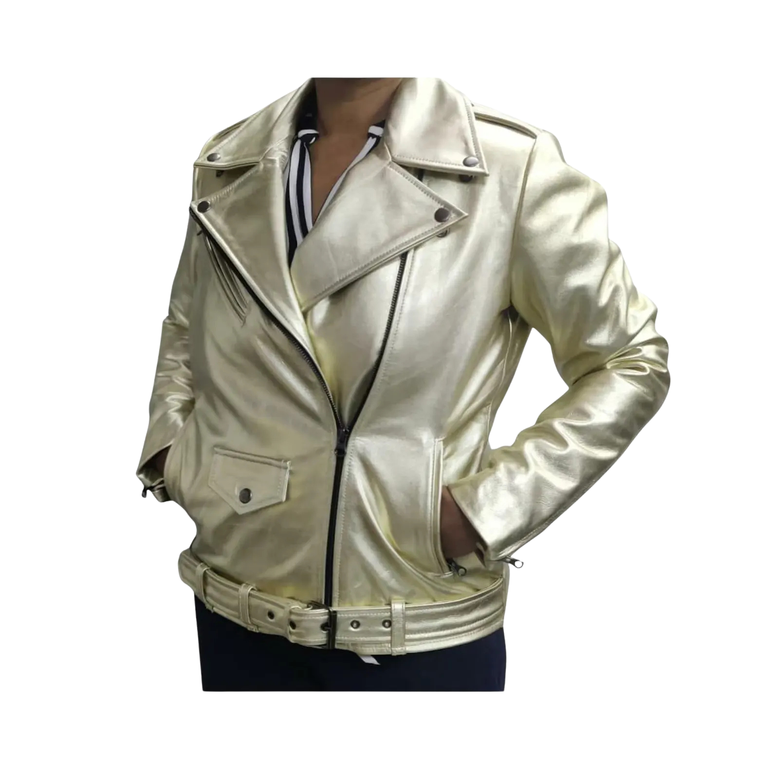 Gold leather jacket