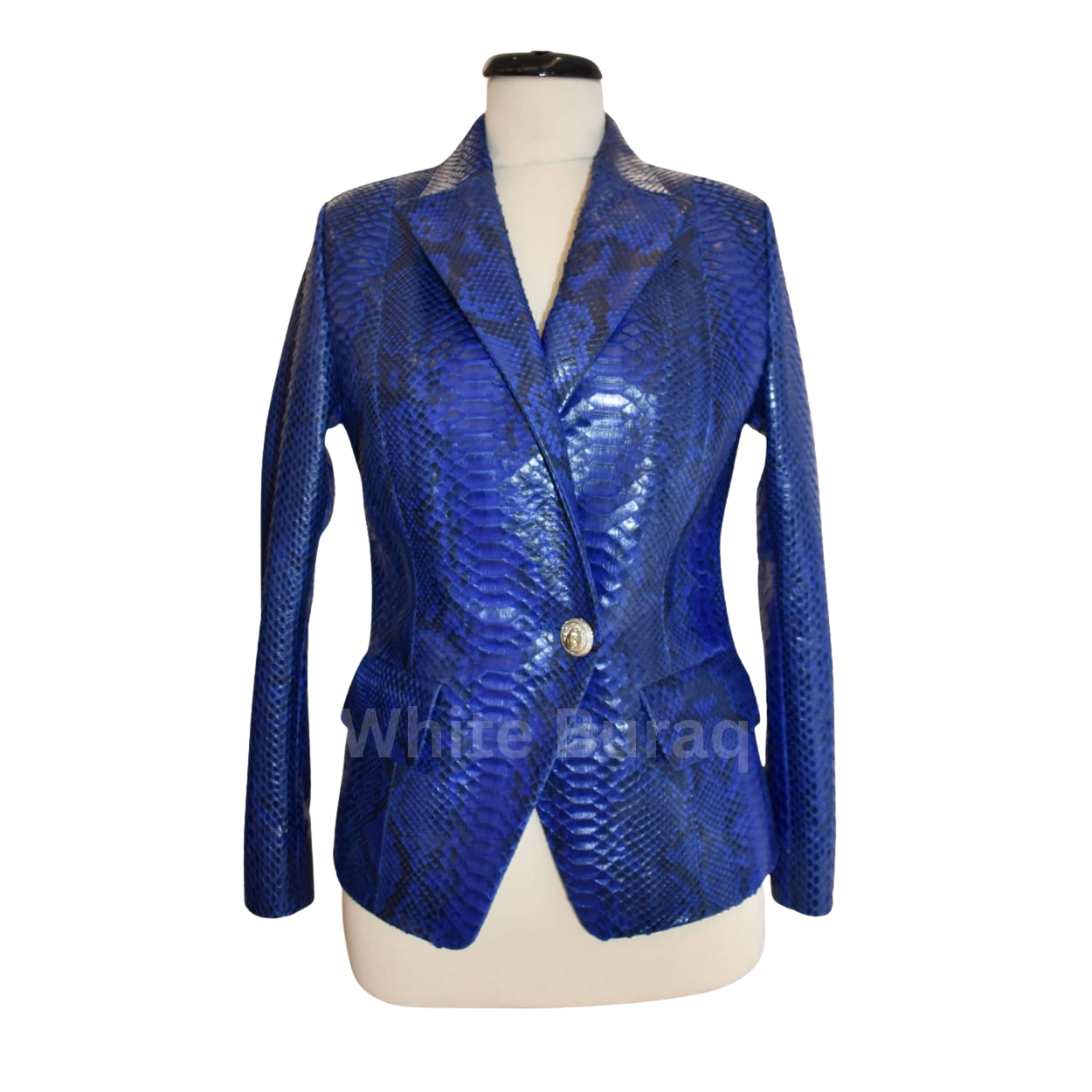 Blue snakeskin patterned jacket