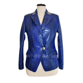 Blue snakeskin patterned jacket