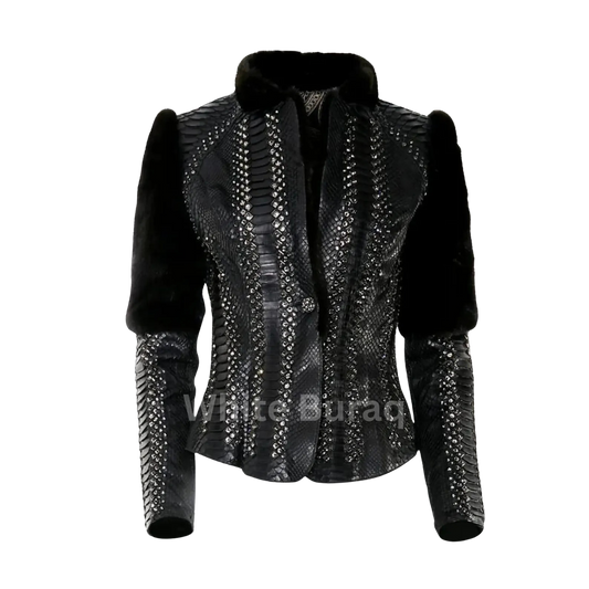 Black Python Leather Jacket