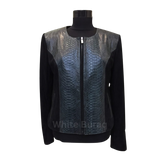 Women's Python Leather Jacket Exotic Suede Biker Jacket