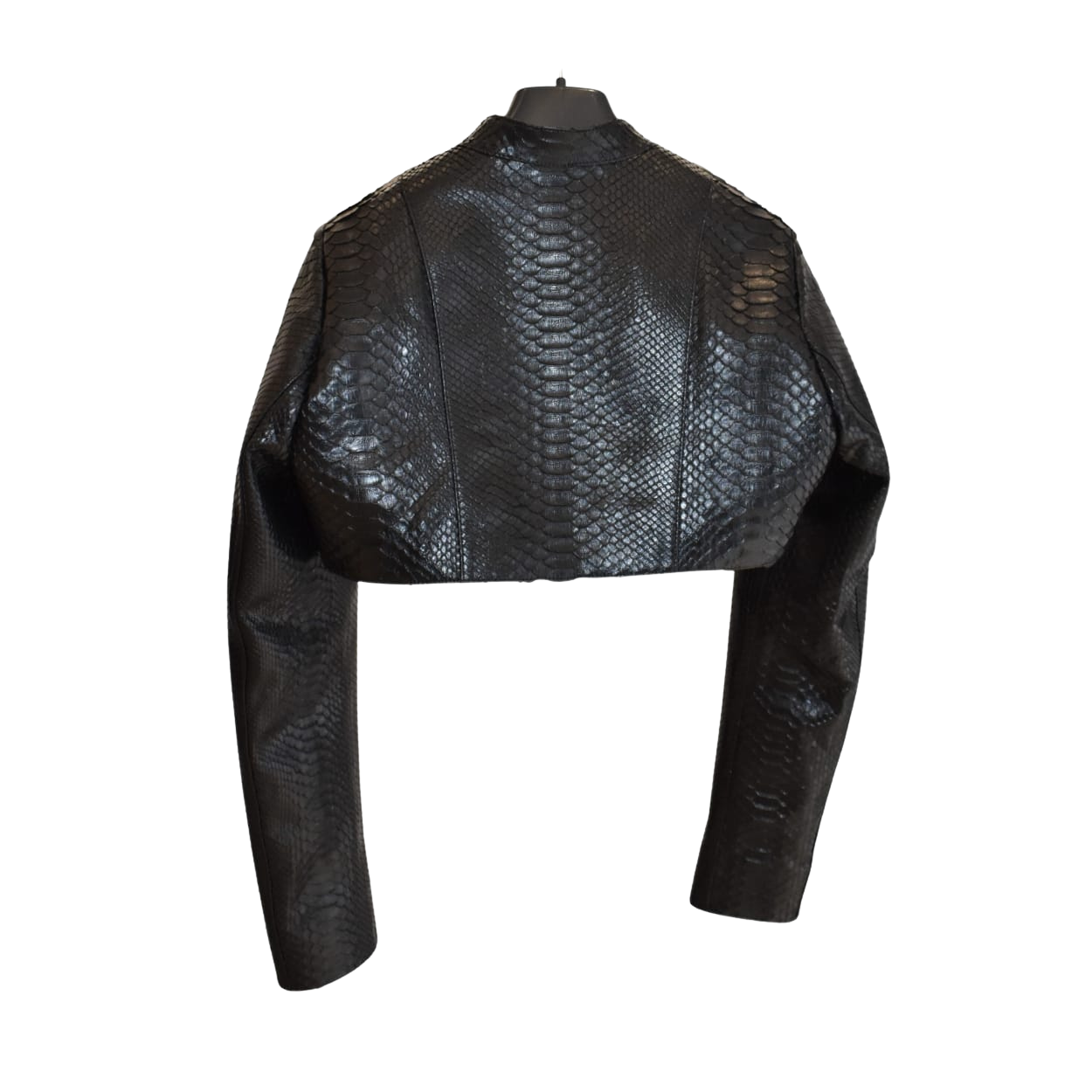 Black leather jacket with snake skin pattern