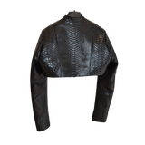 Black leather jacket with snake skin pattern