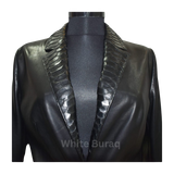 Black leather jacket with detailed lapels