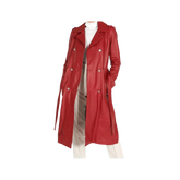 Red leather trench coat
