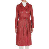 Red leather trench coat