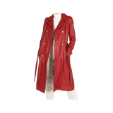 Red leather trench coat