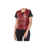 Red leather vest worn by a person