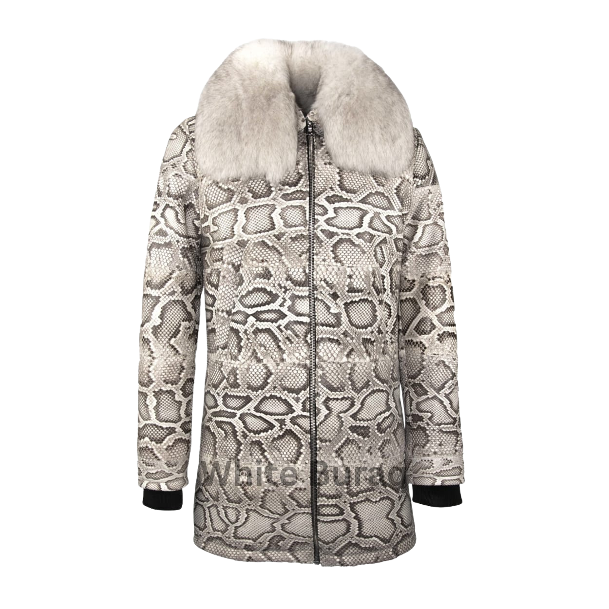 White Python Leather Coat